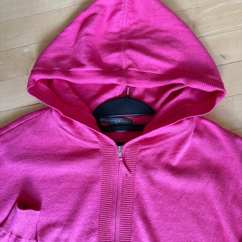 Elliott Lauren Pink zip up hooded sweater, XS.  CB2002 - Picture 3 of 6